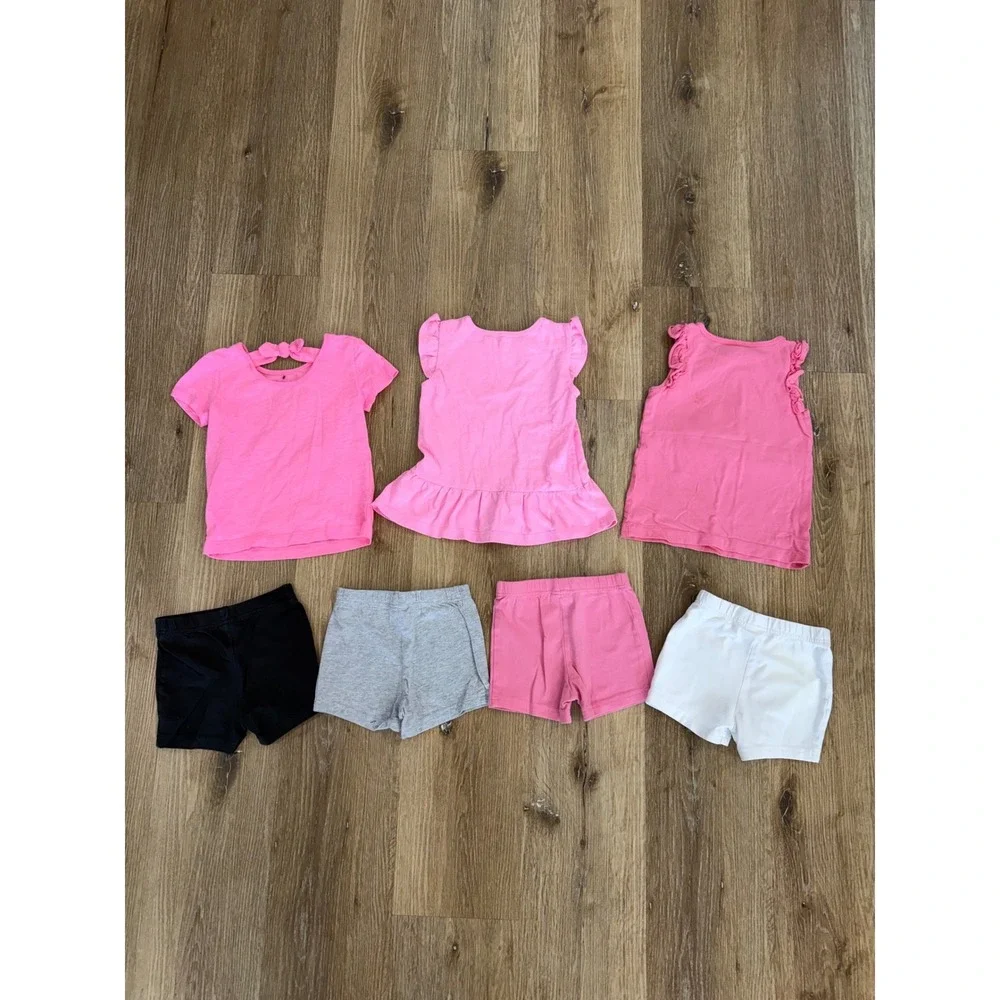 Carter's Coastal Shirt and Shorts Set Girls 3T Pink Mix Match 7pc Shell Unicorn